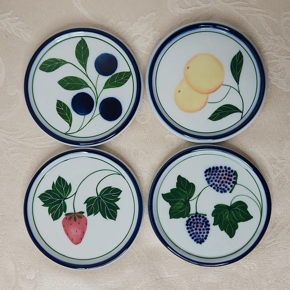Dansk handpainted coasters fruit set of 4 - Picture 2 of 5